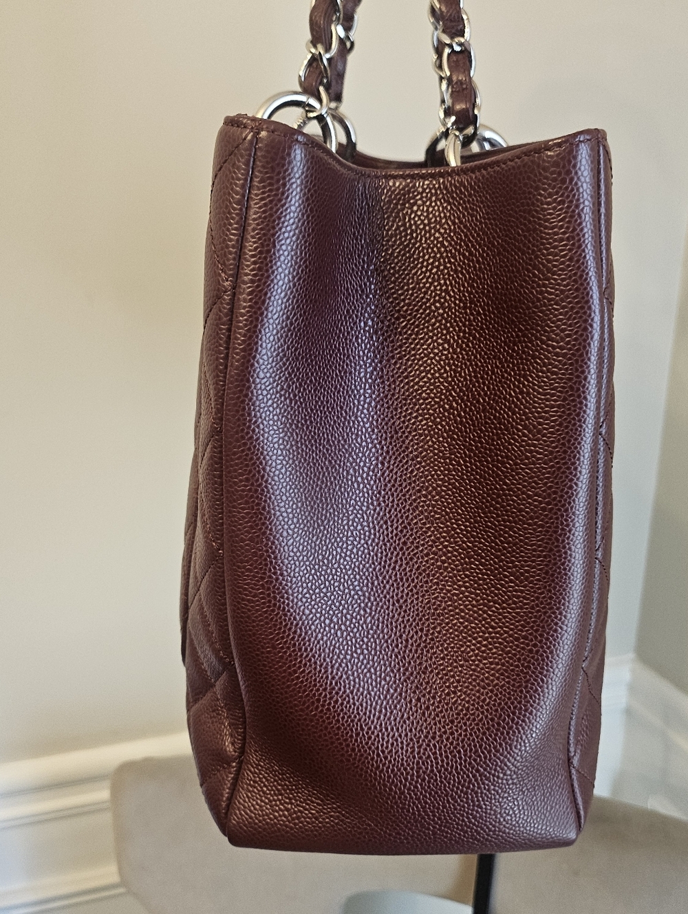 CHANEL GST XL Burgundy Caviar Leather Tote Silver HW Series 17 Discontinued - Picture 12 of 16